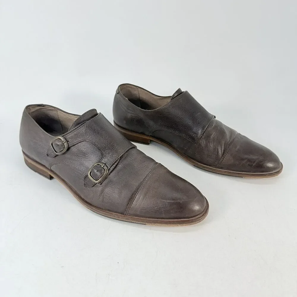 McCarren & Sons Dark Brown Leather Captoe Double Monk Strap Mens 10.5 Dress Shoe